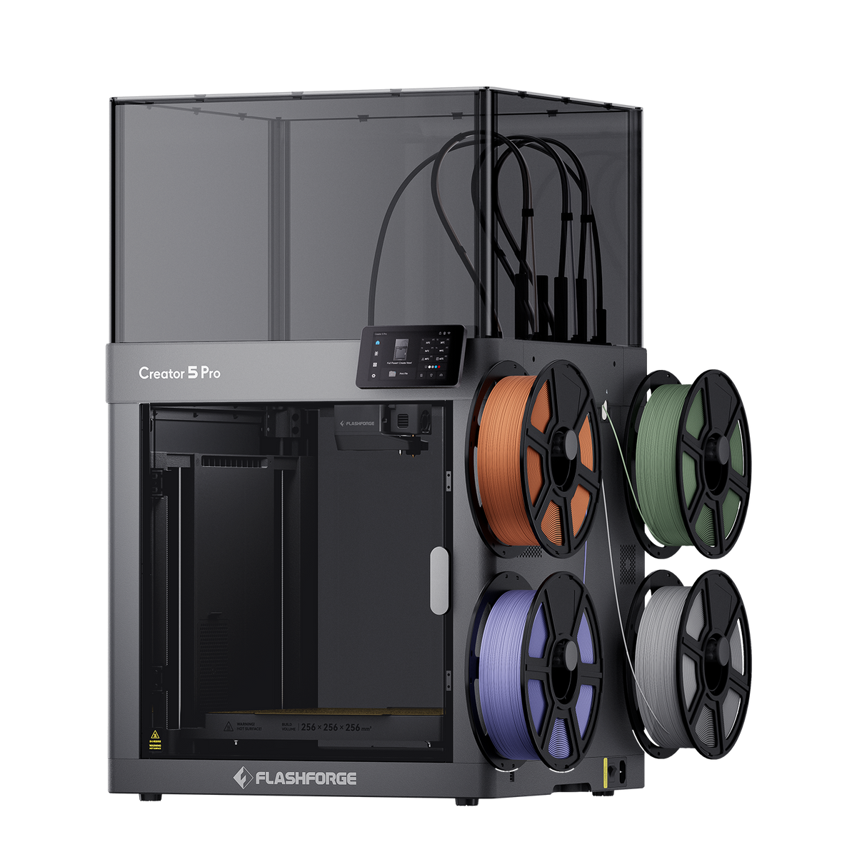 Flashforge Creator 5 Pro enclosed 4-toolhead multi-color 3D printer, front view