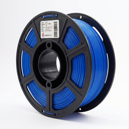 Standard PLA Silk Blue 1.75mm filament on a plastic spool